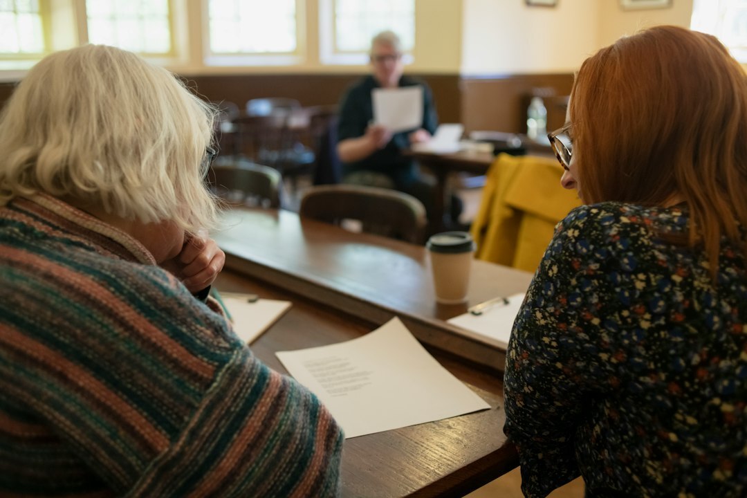 citizens reviewing documents